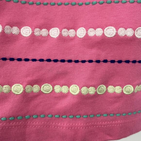 Hartstrings Girl’s Cotton Sundress Pink Multi Color Embroidered Dot Cotton Dress - Picture 4 of 6